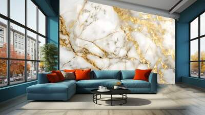 Golden white marble, Golden Veins of Marble - Luxurious Textured Background Wall mural