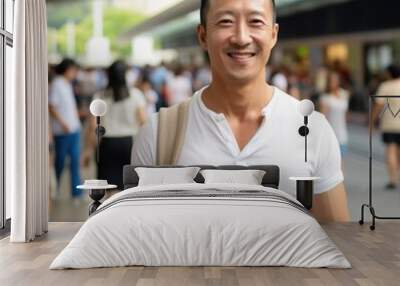 portrait of a asian man at street. Wall mural