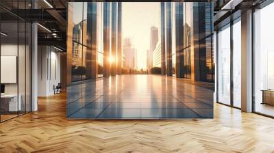 sunset over the city Wall mural