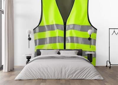 A high-visibility vest takes center the picture, isolated on a white background for easy cutting out. The illustration features a stylish surrealistic design. Wall mural