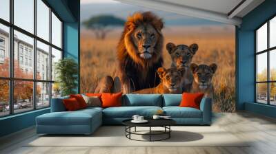 lion and lioness in serengeti Wall mural