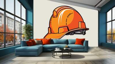 Safety worker construction helmet isolated. Yellow hard hat vector illustration. Wall mural