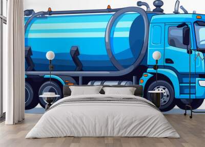 Septic vacuum truck llustration. Wall mural