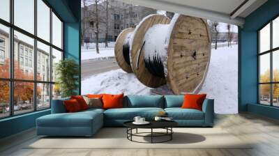 large spools of electric cable copper current, Wall mural