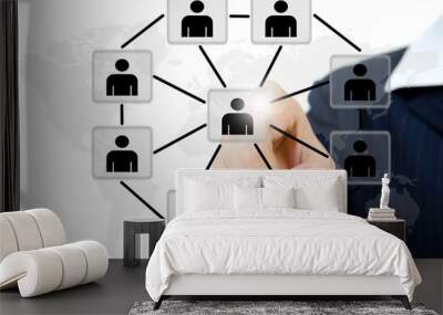 business young pushing people communication social network Wall mural