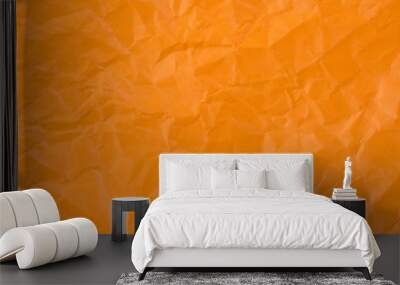 Orange crumpled paper for texture or background. Wall mural