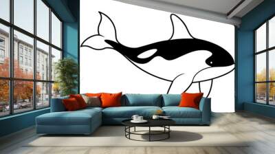 Beautiful Vector Illustration of Orcas Swimming Together in the Deep Blue
 Wall mural