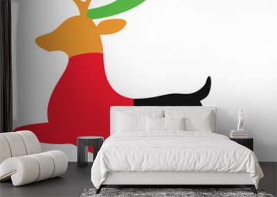 Festive Flying Reindeer for a Joyful Christmas Season
 Wall mural