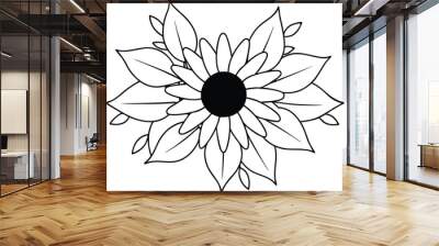 Sunflower Vector Illustration for Kids Coloring Book
 Wall mural