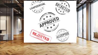 Approved, Confidential, Accepted, Selected, Rejected Grunge Isolated Stamp Collection Wall mural