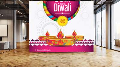 Diwali Festival Offer Poster Design Background Template Vector Illustration Wall mural