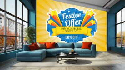 Festival Offer Background Design Template - Festive Offer Sticker Template Wall mural