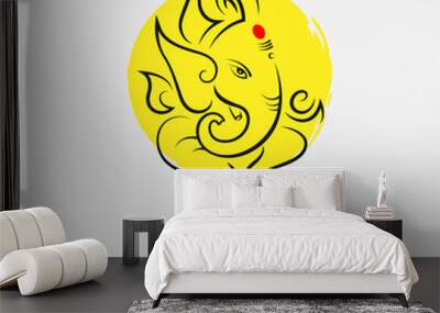 Happy Ganesh Chaturthi Template Design with Lord Ganesha Illustration Wall mural