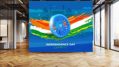 Indian Independence Day Celebration Greeting Background Template Design Wall mural