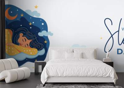 World Sleep Day Vector Banner Background Design Illustration Template Wall mural