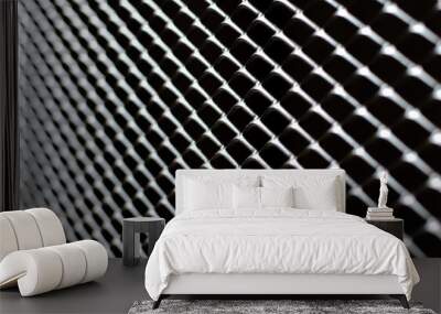 Focus and blurred of dark gray and silver grid of metal fence that taking as background.. Wall mural