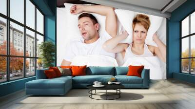 Snoring man problem. Wall mural