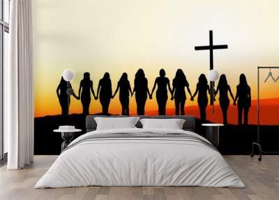 Christian women friendship silhouette. Wall mural