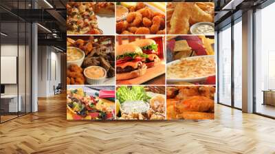 Collage of pub food. Wall mural