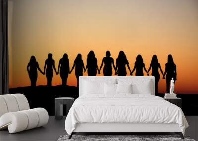 woman friendship silhouette. Wall mural