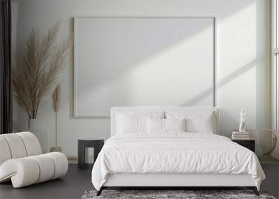 big white blank poster mockup in a minimalistic frame horizontal orientated  Wall mural