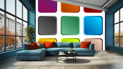 Empty square button set. Modern buttons without text. Wall mural