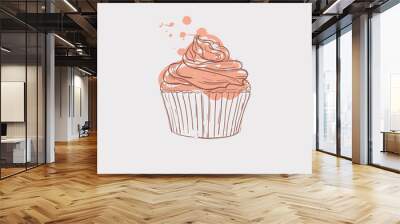 cupcake sketch theme vector art illustration Wall mural