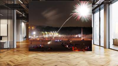 Fireworks over the beach n St. John night in Spain Wall mural