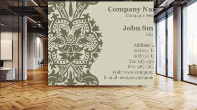 Vector Victorian Damask Business Card Wall mural