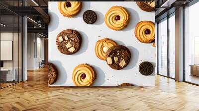 Pile of sweet cookies delicious biscuits with chocolate cream Wall mural