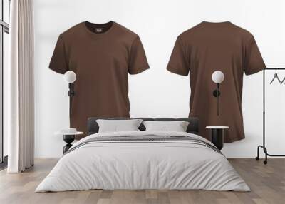 Brown t-shirt template showing the front and back views. Wall mural