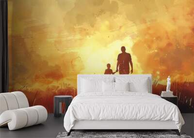 Father day oriented background, watercolor painting. Wall mural