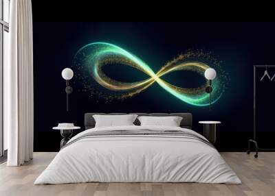 Infinite symbol illustration on dark blue background. Generative AI. Wall mural