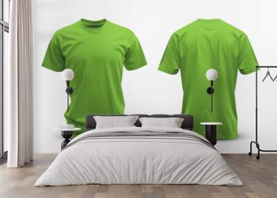 Lime green t-shirt template showing the front and back views. Wall mural