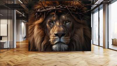 Lion with crown of thorns. Wall mural