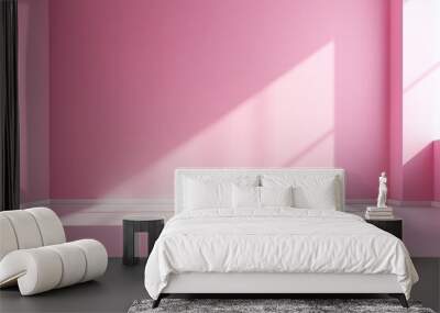 Minimal pink background for product presentation. Shadow and light from windows on wall. Wall mural