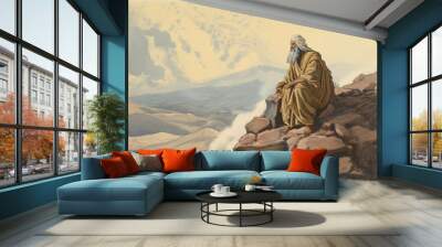 Moses on Mount Nebo. Generative AI. Wall mural