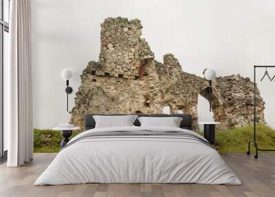 Ruins of Aizkraukle castle, ancient historical place at the river Daugava, Latvia. Wall mural