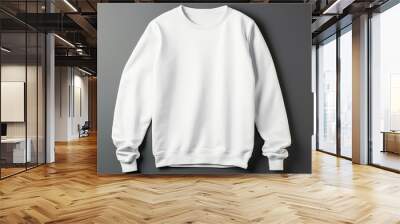 White crew neck sweatshirt, product mockup. Wall mural