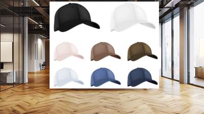 Baseball hats template set Wall mural