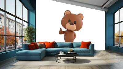 Little Bear character showing thumb up with right hand in 3d rendering. Wall mural