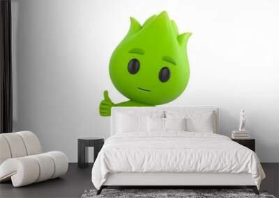 Nature Mascot character showing thumb up with right hand in 3d rendering. Wall mural