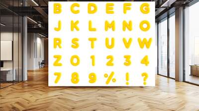 Yellow Bubble shapes font 3d render Wall mural