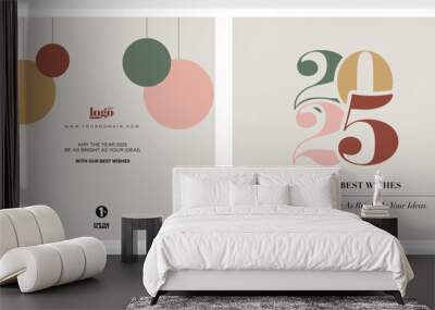 2025 logo and premium wish card with leaf style. Happy new Year. Wall mural