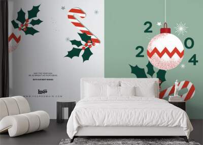 Minty Candy wish card 2024 happy new year Wall mural