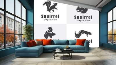 squirrel logo creative set black vector design template Wall mural