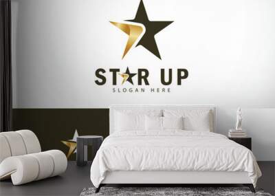 star logo creative sign symbol arrow growth success concept icon design Wall mural