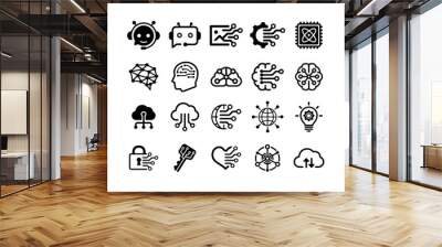 AI (Artificial Intelligence) , latest technology motif vector illustration icon set Wall mural