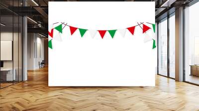 Bunting garland (pennant flags) decoration illustration | Italian flag / png, no background Wall mural