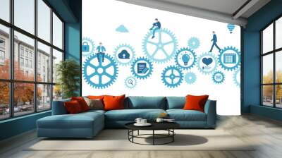 Business concept vector illustration. Gear wheel (technology) and people’s life. Wall mural